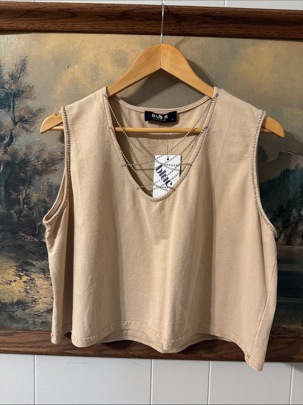 Bibi B V-Neck Sleeveless Tank in Beige